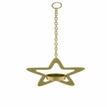 Svícen na čajovou svíčku závěsný STAR, zlatá, 14,5x14,5x5cm (DOPRODEJ)|Ego Dekor