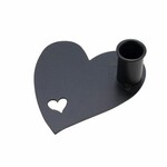 VZ 2021 Metal candlestick, black heart, 12.5x10.5x5cm (SALE)|Ego Dekor