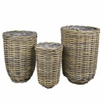 RATTAN flowerpot with plastic filling, diameter 43x40, grey, S3|Van Der Leeden 1915