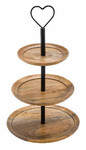 3-tier shelf HEART, mango wood/metal, natural/black, 28x28x46cm, (package includes 1 pc)|Ego Dekor