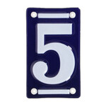 House number 5, enamel, blue/white, 7x12cm|Esschert Design