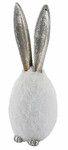 Egg decoration with ears, artificial fur/PES, white/silver, 13x13x38cm, (package includes 1 piece)|Ego Dekor