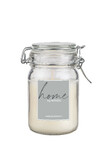 Candle in a HOME jar, diameter 7x12cm, white|woll-weiss, pcs|Wenzel