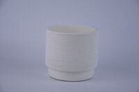 Osłonka na doniczkę ceramiczną LEIRIA średnica 14x13cm, kremowa|KREMOWA|Ego Dekor