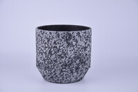 Ceramiczna osłona na doniczkę ALMADA o średnicy 16x14cm, czarna|CZARNA W KROPKI|Ego Dekor