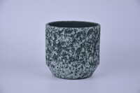Ceramiczna osłona na doniczkę ALMADA średnica 14x13cm, zielona|ZIELONA KROPKOWA|Ego Dekor